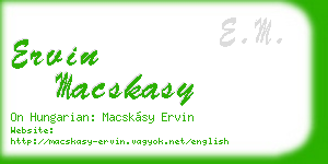 ervin macskasy business card
